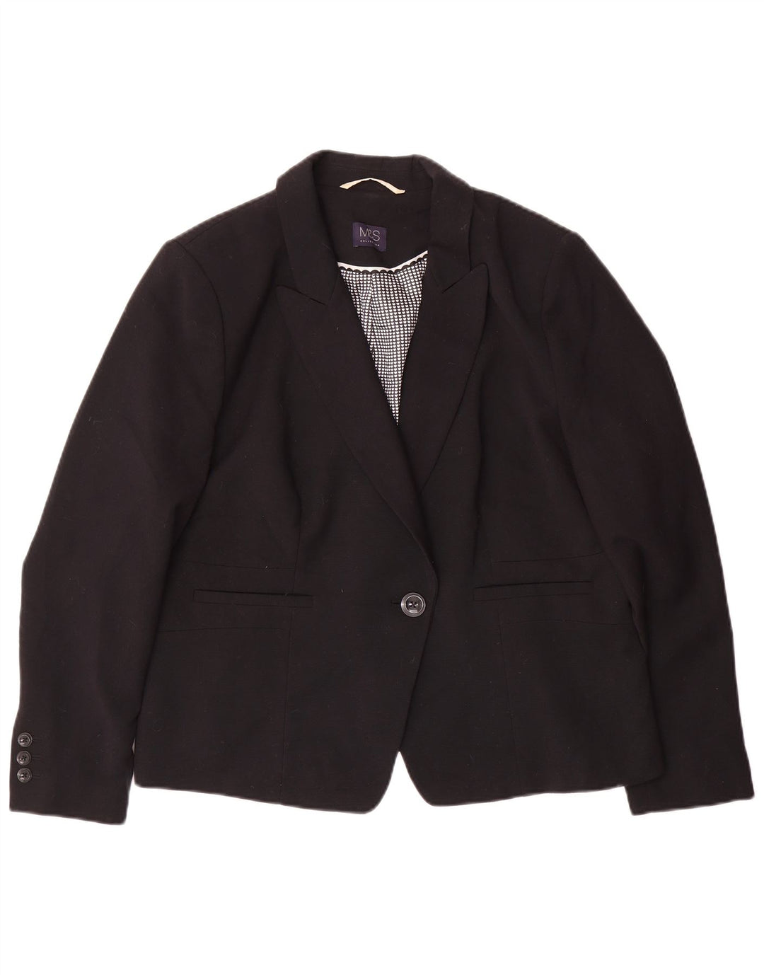 Marks & Spencer Damska marynarka zapinana na 1 guzik UK 20 2XL Czarny poliester