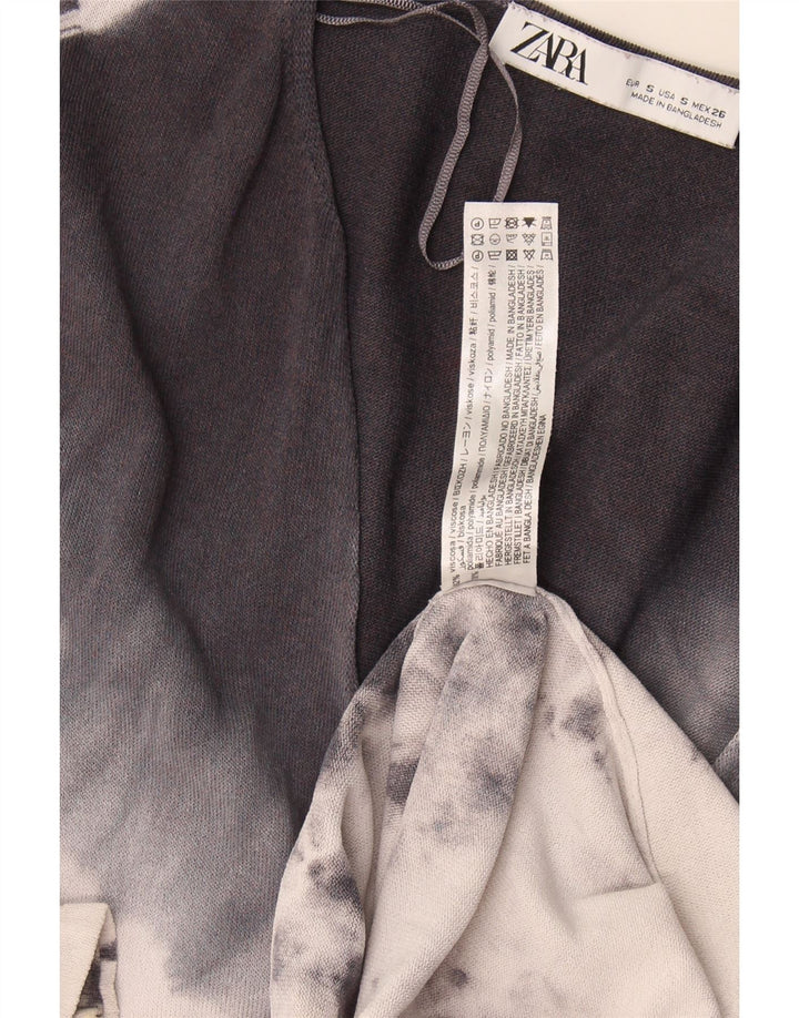 Damska oversize'owa sukienka maxi Zara UK 10 Small, szara, wiskozowa tkanina typu tie-dye