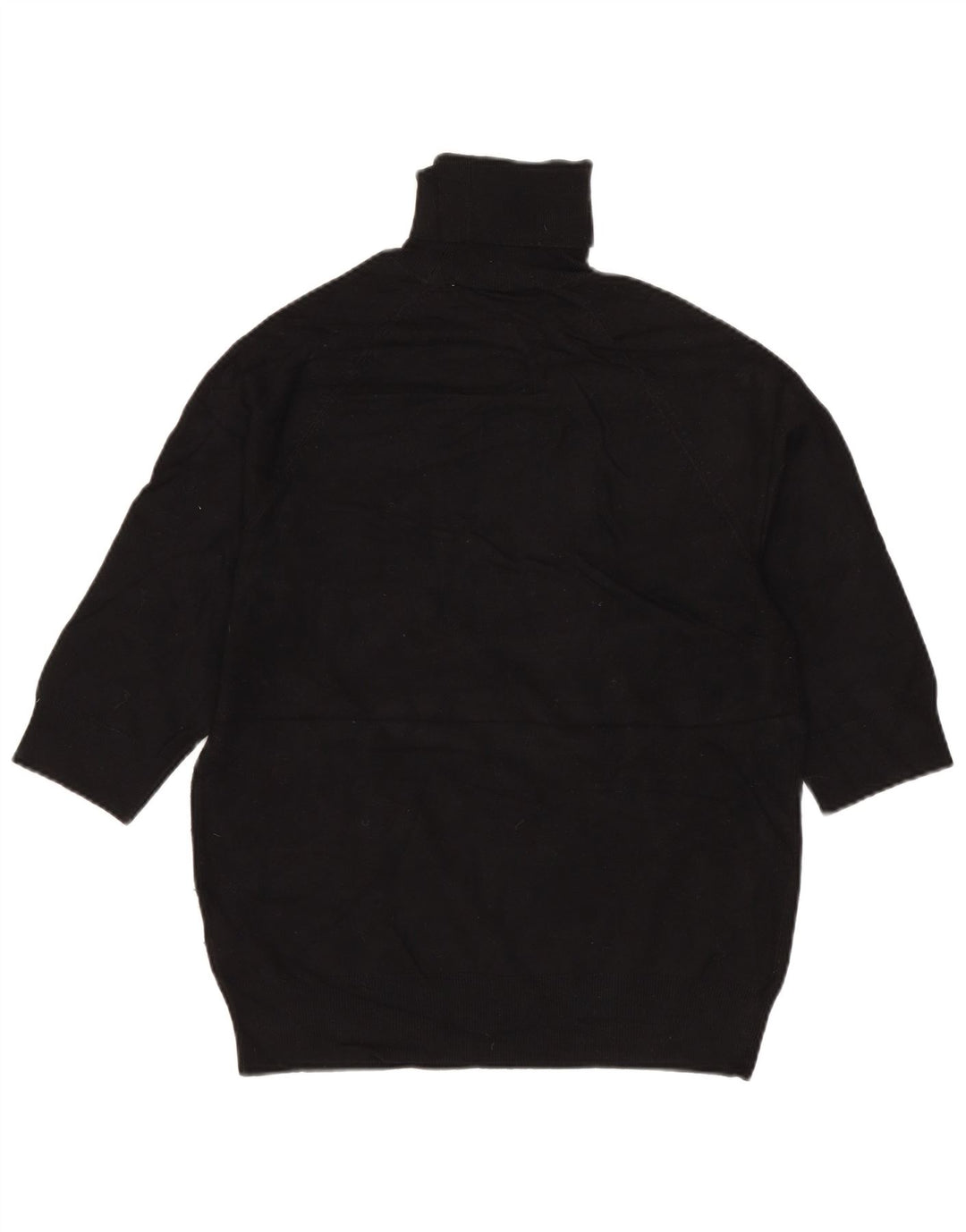 Damski sweter ZARA z okrągłym dekoltem i rękawami 3/4 UK 12, średni czarny wiskoza