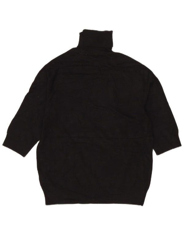 ZARA Womens 3/4 Sleeve Roll Neck Jumper Sweater UK 12 Medium Black Viscose