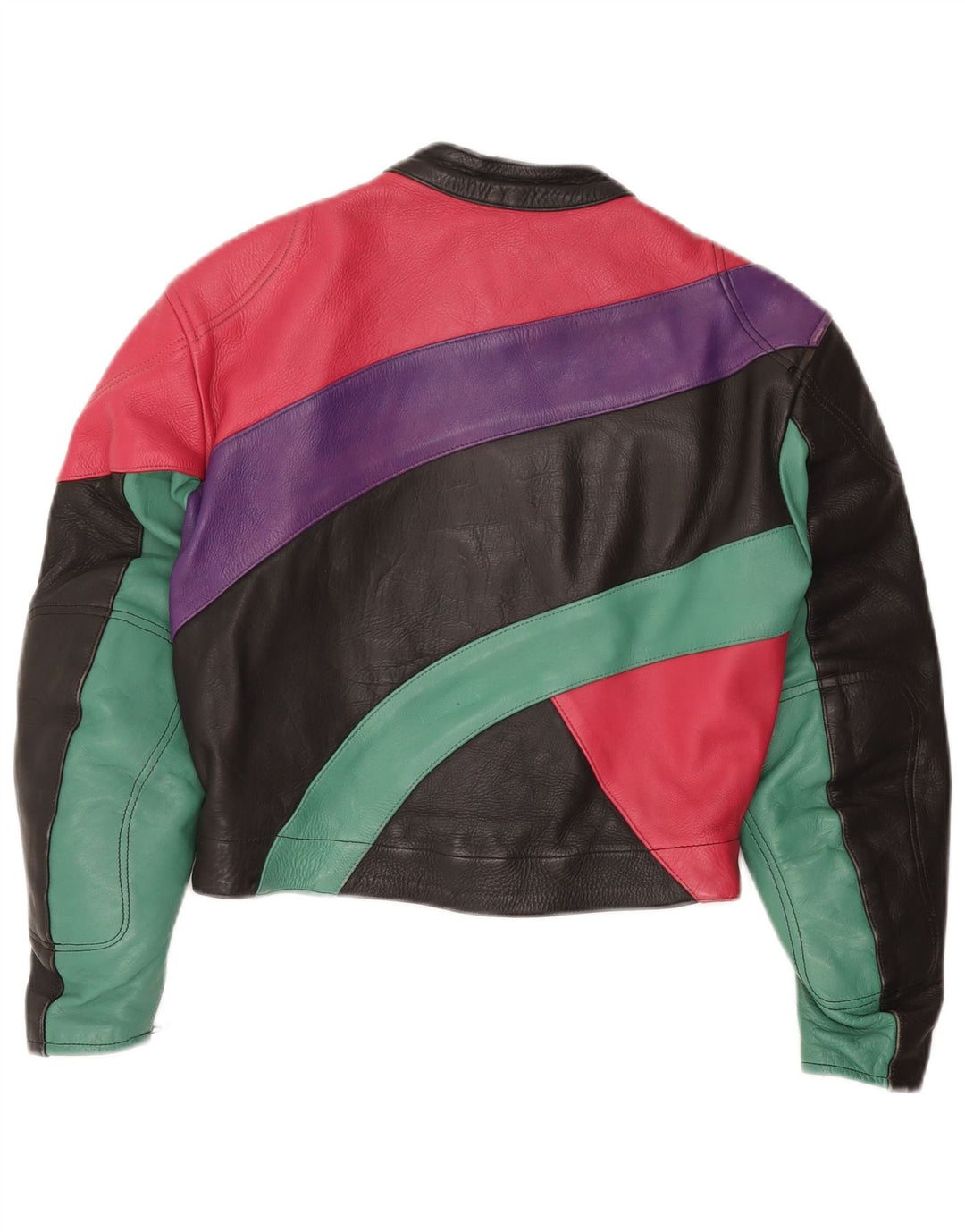 Damska krótka kurtka ROLEFF UK 14, duży, czarny, skórzany motocykl z blokami kolorów