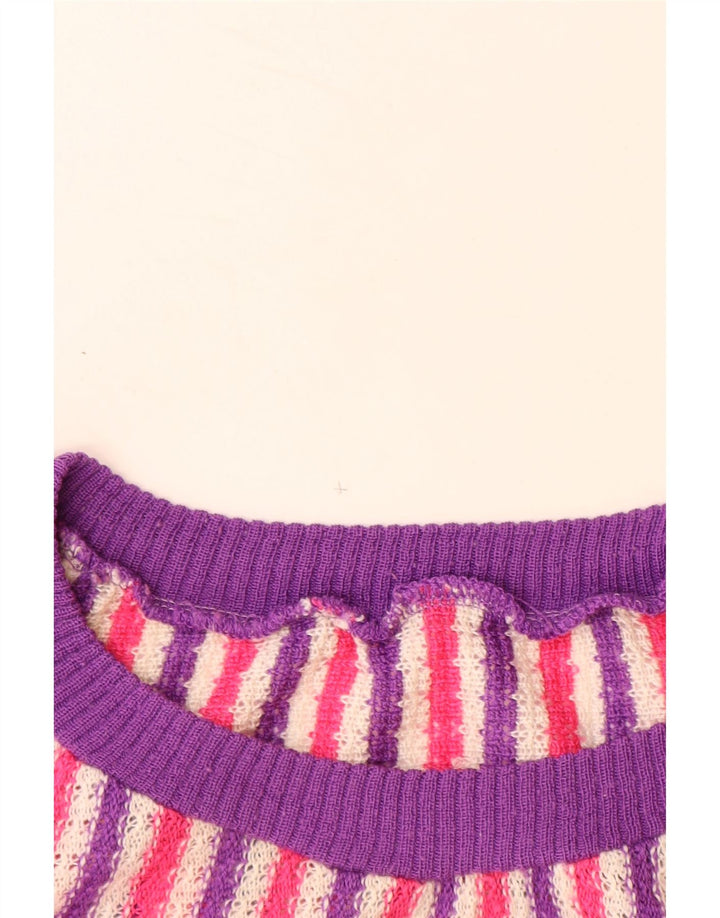 Sweter damski VINTAGE z dekoltem w łódkę UK 14, duże, wielokolorowe paski