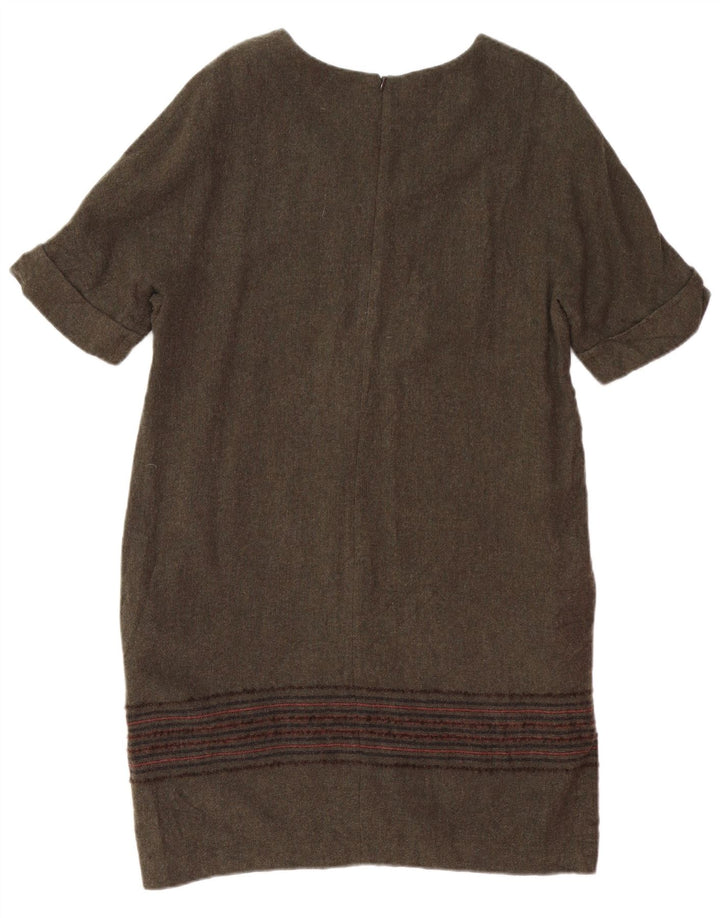 Damska sukienka typu shift MASSIMO DUTTI UK 14, duża, wełniana w paski khaki
