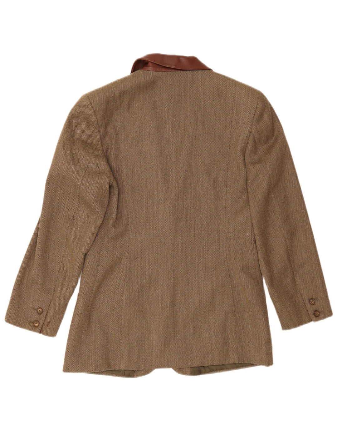 Vintage damska marynarka zapinana na 2 guziki UK 14, średnia khaki w jodełkę
