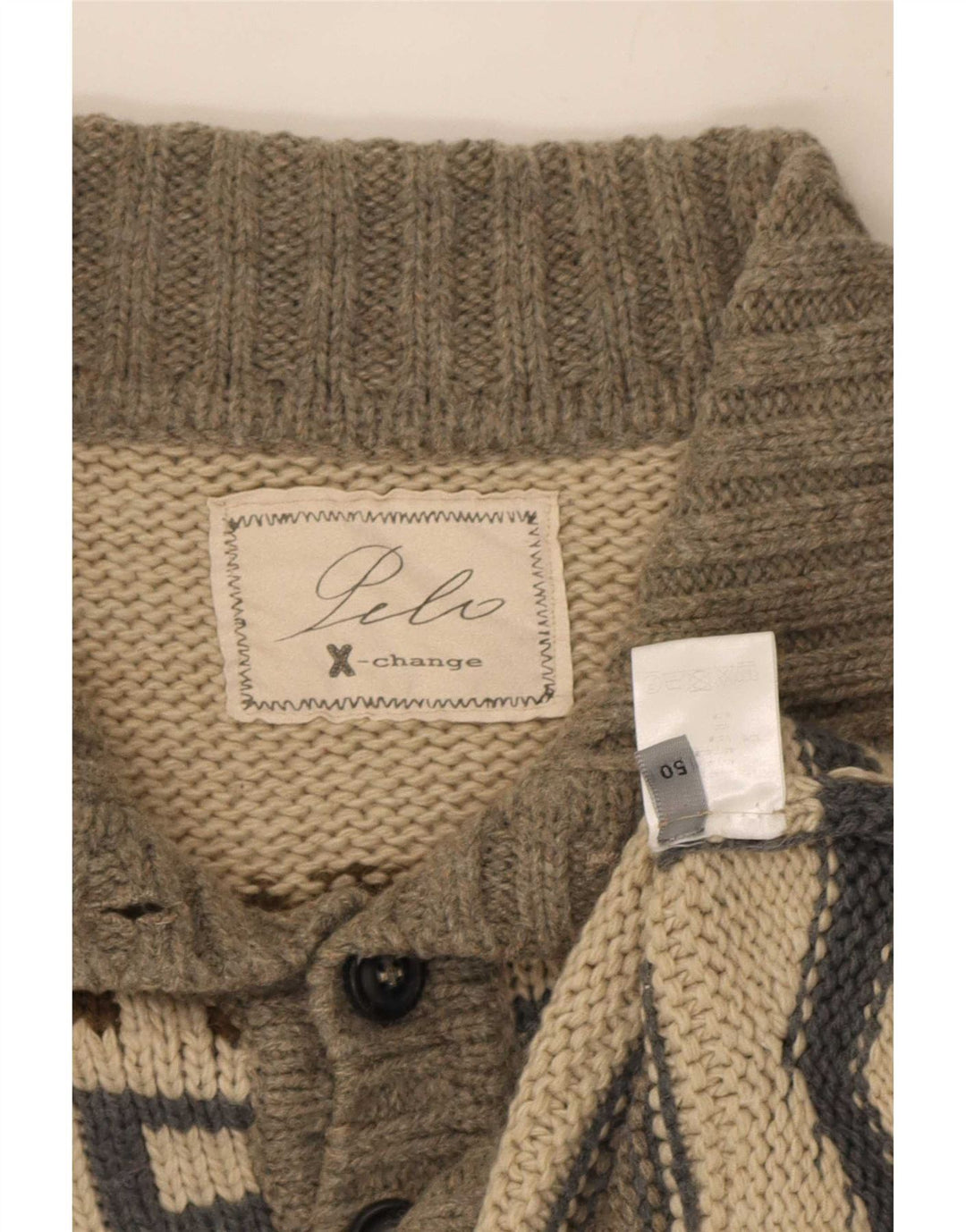 Vintage męski sweter zapinany na guziki IT 50 średnio szary Fair Isle