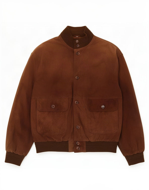 Vintage męska zamszowa kurtka bomber IT 52 XL brązowa skóra