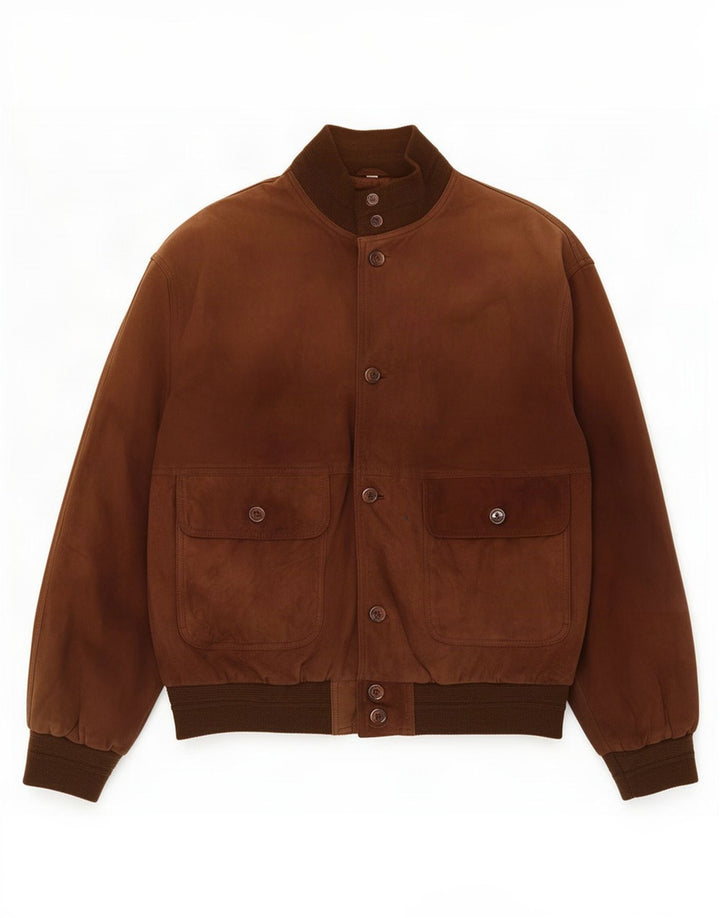 Vintage męska zamszowa kurtka bomber IT 52 XL brązowa skóra