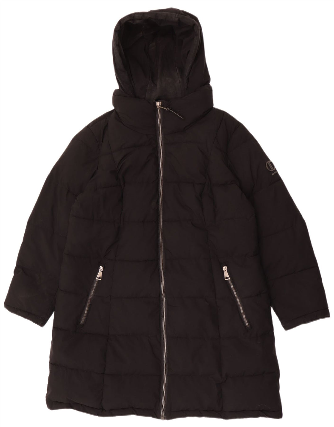 Damski ocieplany płaszcz z kapturem Dkny UK 18 XL, czarny poliester