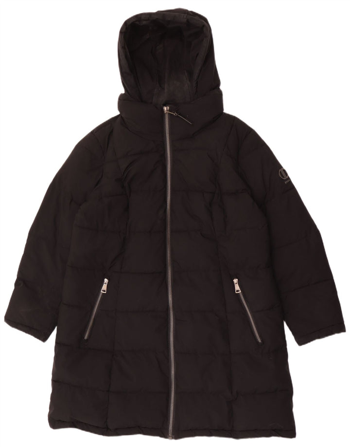 Damski ocieplany płaszcz z kapturem Dkny UK 18 XL, czarny poliester