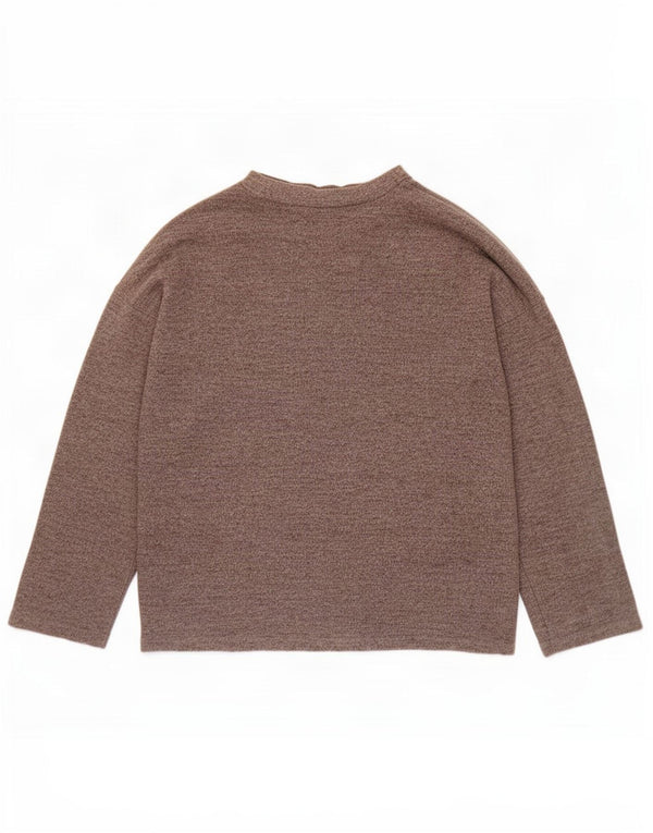 Damski sweter oversize Zara z okrągłym dekoltem UK 10, mały, szary poliester