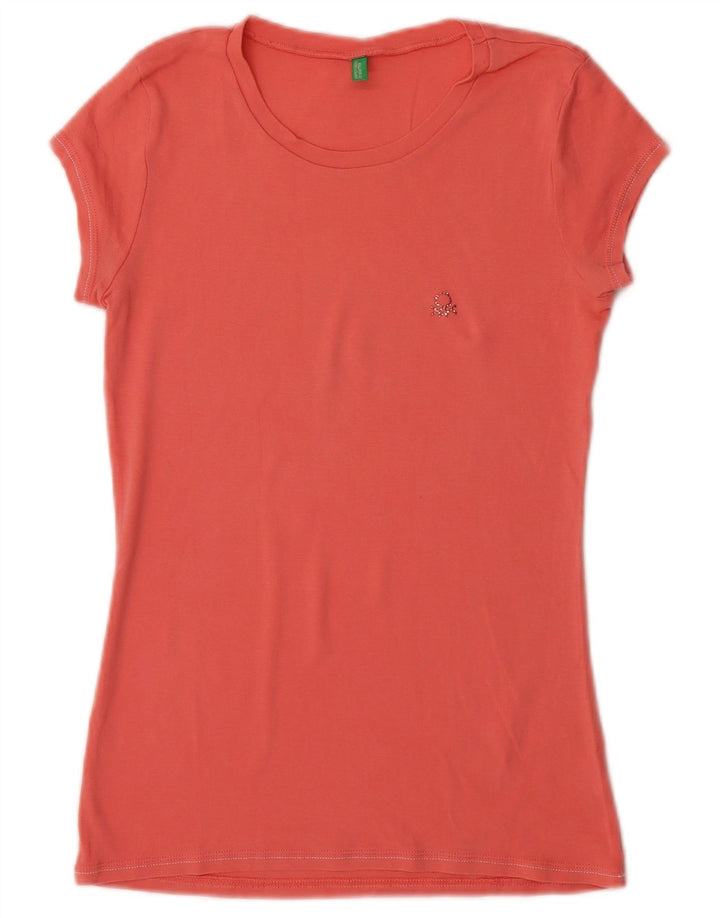 T-shirt damski Benetton Top UK 12 Średni różowy bawełniany