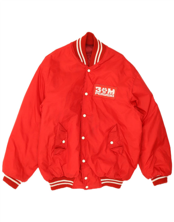 Męska kurtka varsity w stylu vintage, UK 38, średni czerwony poliamid