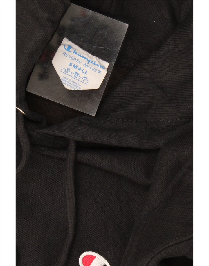 CHAMPION Mens Reverse Weave Hoodie Jumper Small Black Cotton