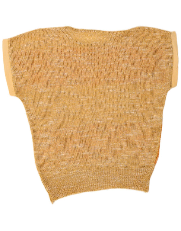 Sweter damski w stylu vintage z dekoltem w łódkę UK 14 Średni żółty Argyle/Diament