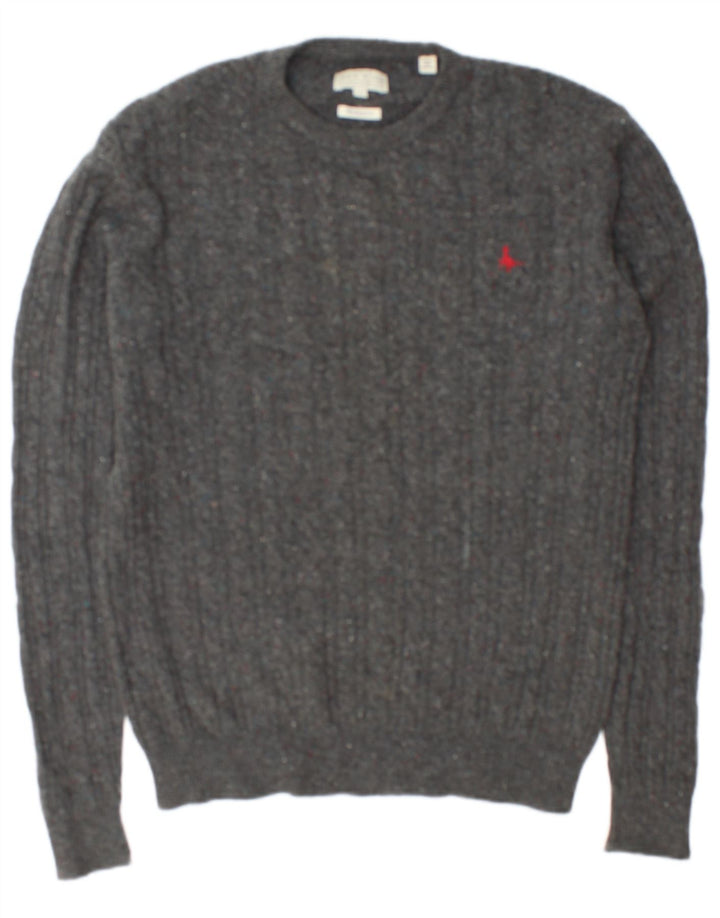 Jack Wills Męski sweter z okrągłym dekoltem Marlow, średnioszary, nakrapiany