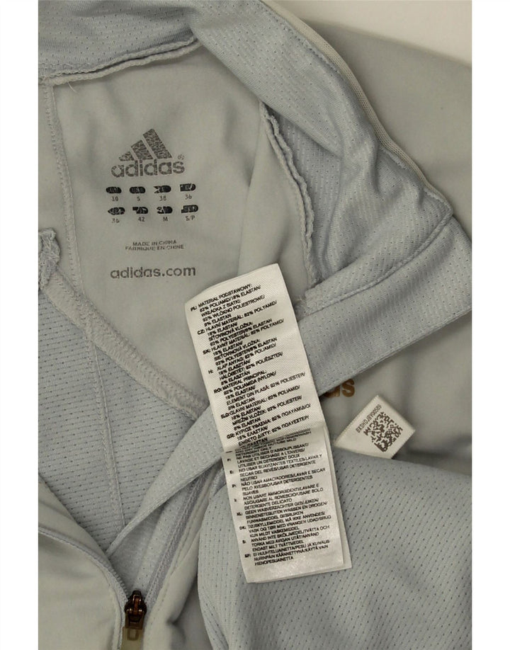 Adidas Damski Climacool Zip Neck Sweter Dresowy Top UK 10 Mały Szary
