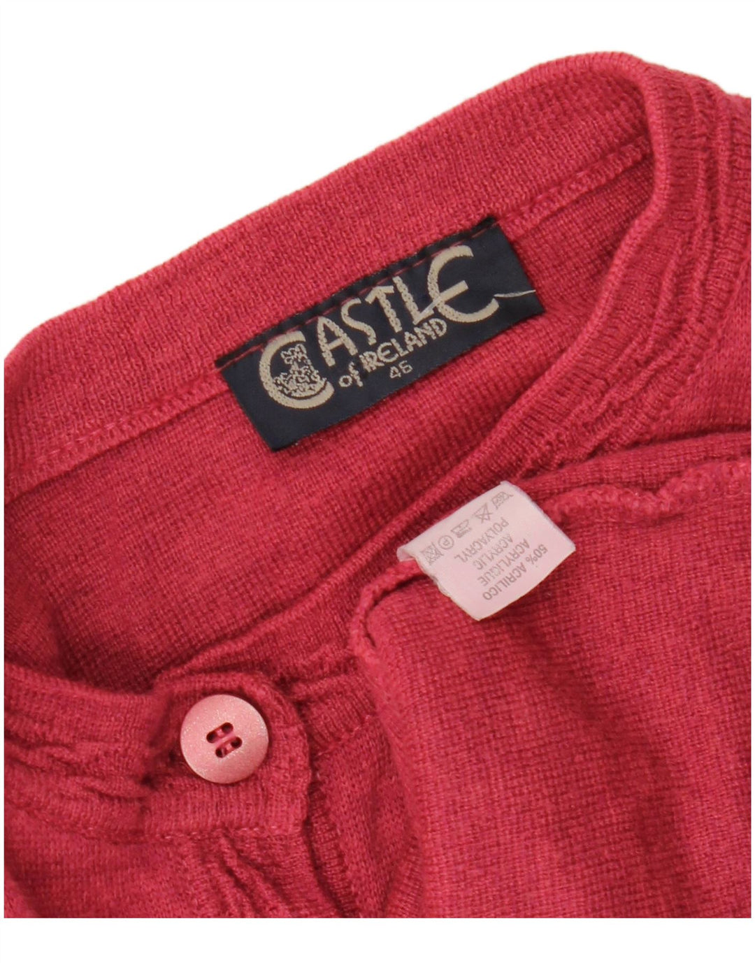 Sweter damski CASTLE OF IRELAND UK 16, duży, różowy, wełniany