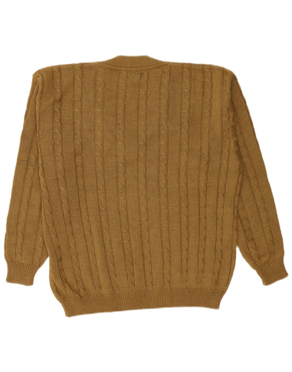 Męski sweter z dekoltem w kształcie litery V, Piu Verona, UK 48 2XL Khaki, akryl