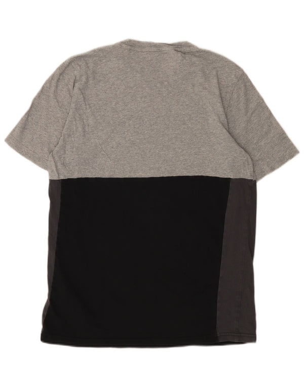 Chłopięcy T-shirt z grafiką ADIDAS, 15-16 lat, szara, bawełniana w bloki kolorów