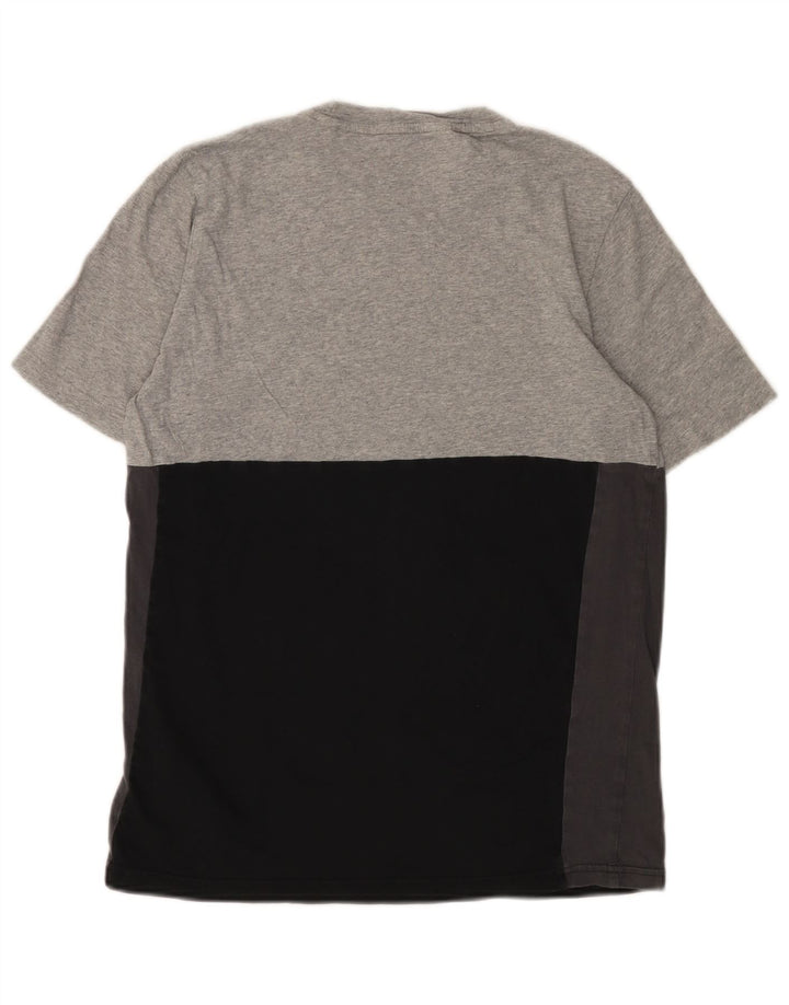 Chłopięcy T-shirt z grafiką ADIDAS, 15-16 lat, szara, bawełniana w bloki kolorów