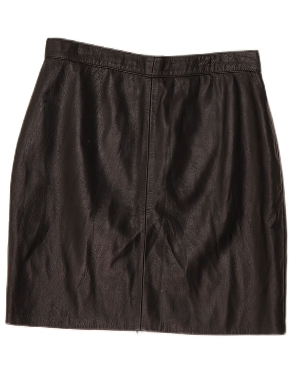 Vintage Womens Mini Leather Skirt W30 Medium Black