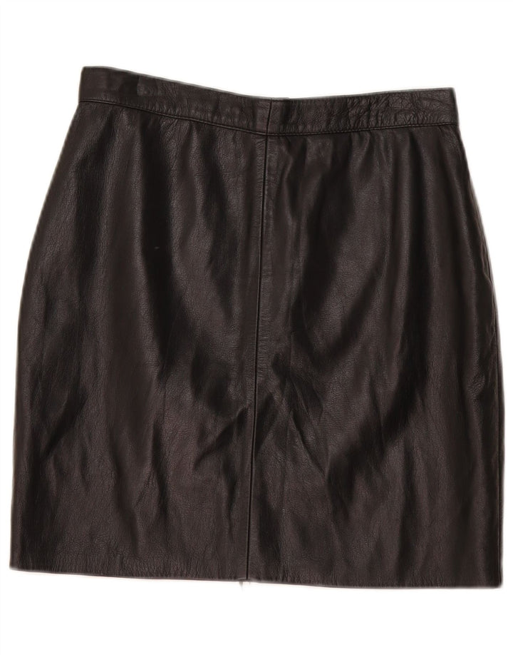 Vintage damska mini skórzana spódnica W30 średnia czarna