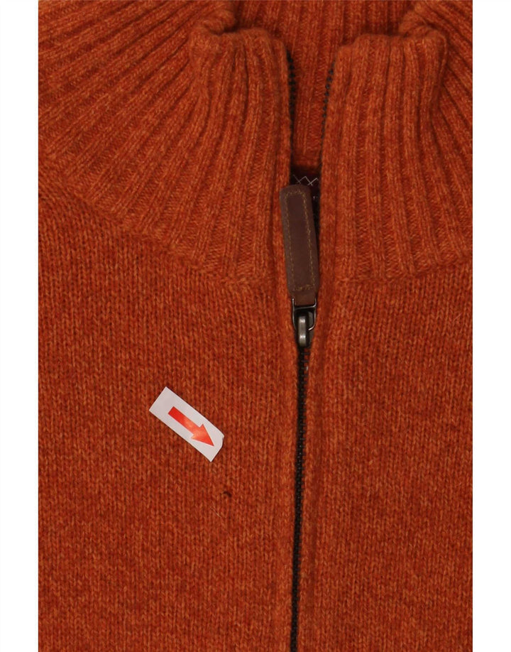 Marlboro Classics Męski sweter z zamkiem błyskawicznym, duży, pomarańczowy, wełniany