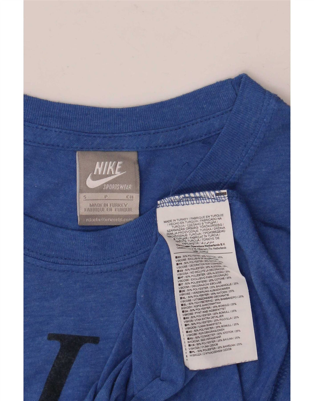 Męski T-shirt z grafiką Nike, mały, niebieski, poliestrowy