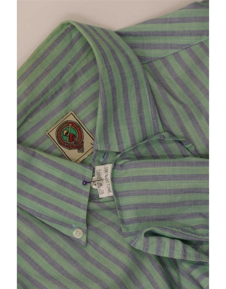Koszula męska w stylu vintage, duża, bawełniana w zielone prążki