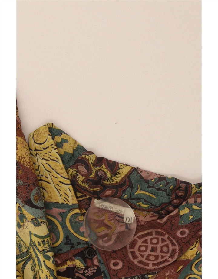 Koszula męska z krótkim rękawem w stylu vintage, abstrakcyjny wzór, 2XL, wielobarwna