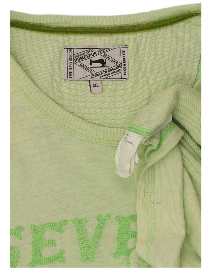PEPE JEANS Mens Graphic T-Shirt Top 2XL Green Cotton