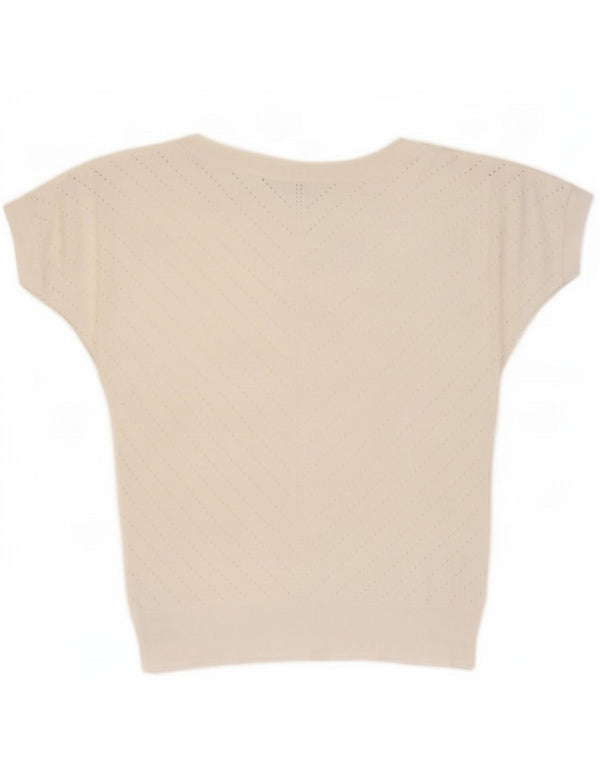 Banned Retro Womens Crop Boat Neck Jumper Sweater UK 14 Large White