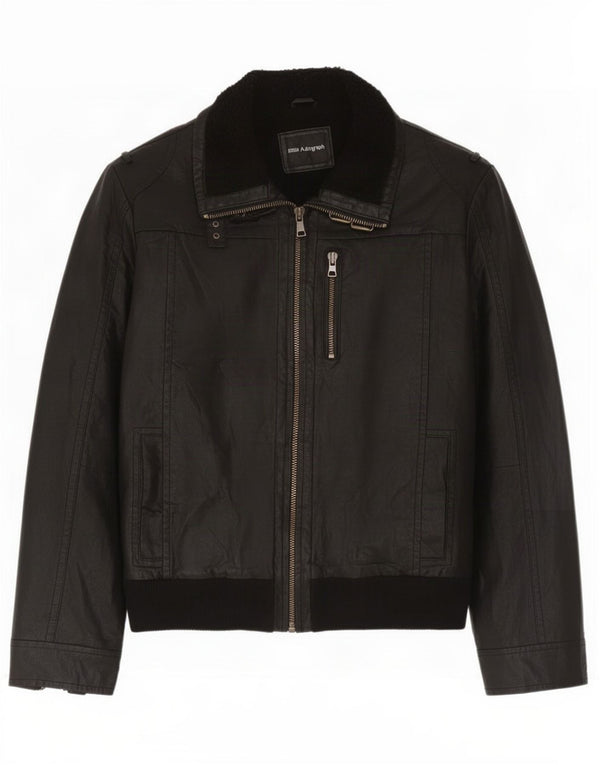 Marks & Spencer Męska kurtka skórzana Sherpa z autografem, UK 42 XL, czarna