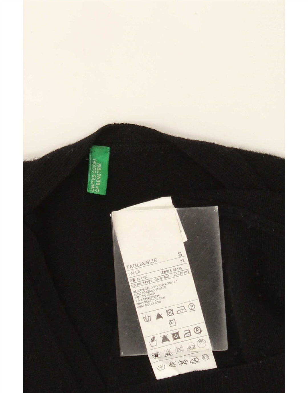 Damski sweter rozpinany Benetton UK 10 Small Black Wełna