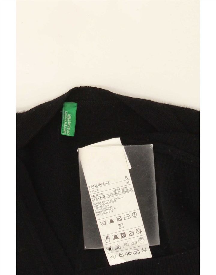 Damski sweter rozpinany Benetton UK 10 Small Black Wełna