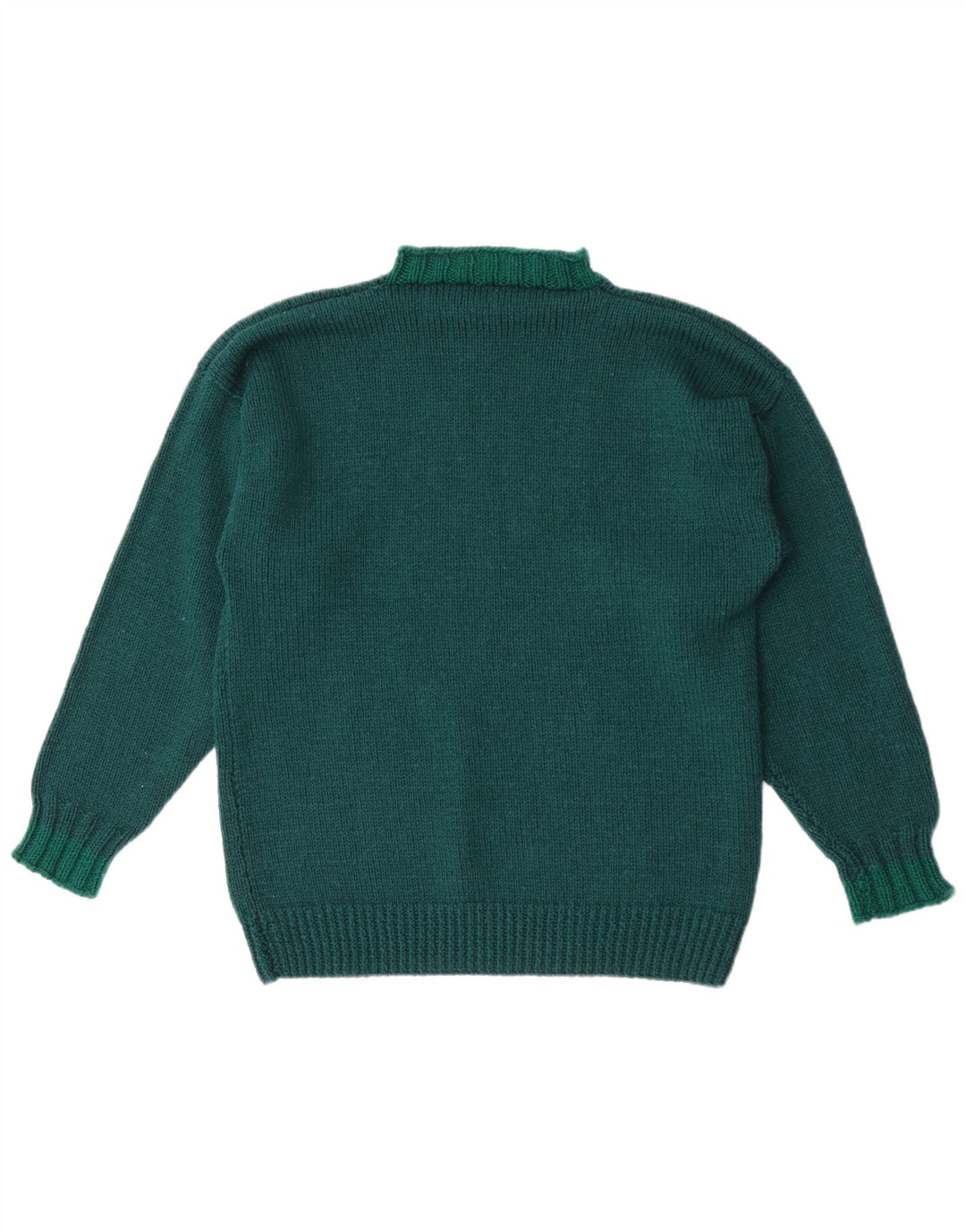 Vintage męski sweter z golfem, średnio zielony, geometryczny