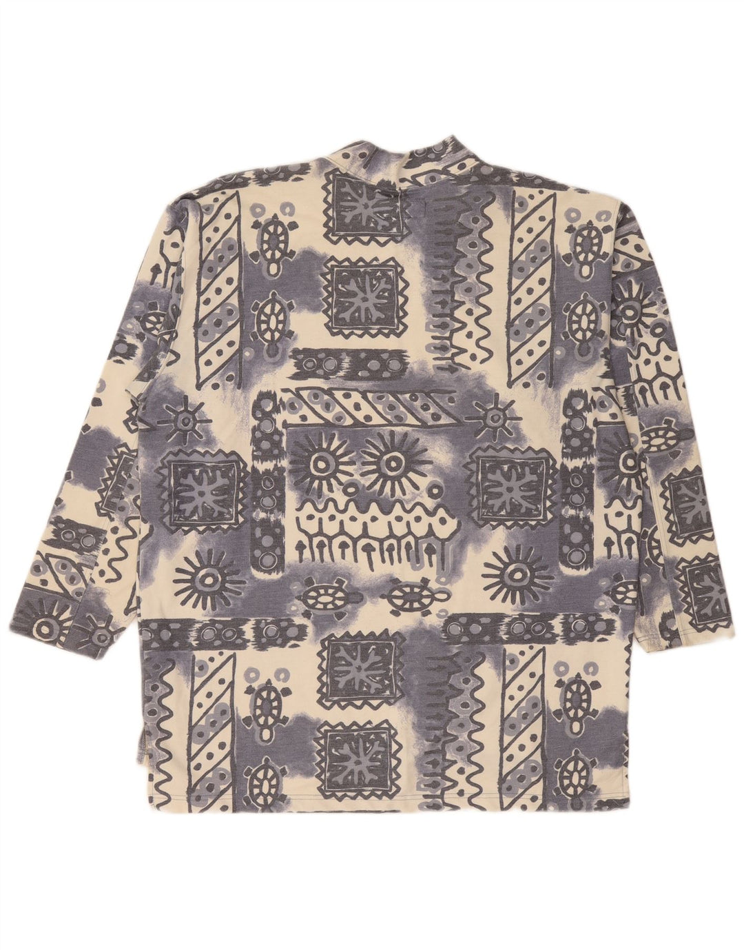 Bluza męska w stylu vintage, XL, niebieska, geometryczna, bawełniana