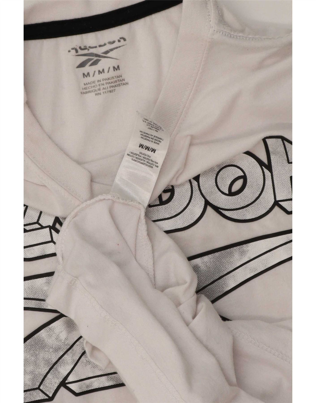 Męska koszulka z grafiką Reebok Top, średnia, biała bawełna