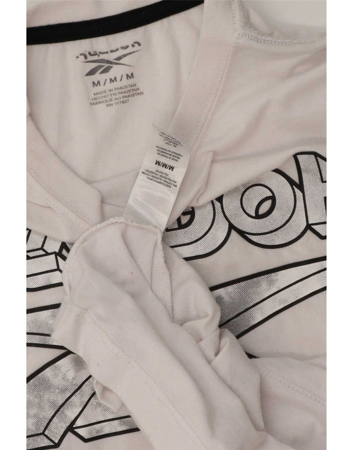 Męska koszulka z grafiką Reebok Top, średnia, biała bawełna