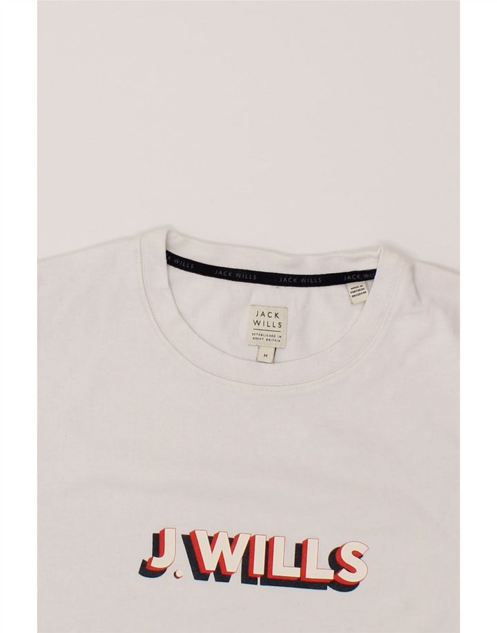JACK & JONES Mens Graphic T-Shirt Top Medium White Vintage Jack & Jones and Second-Hand Jack & Jones from Messina Hembry 