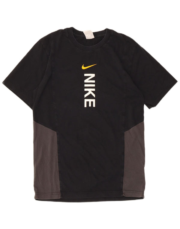Męski T-shirt z grafiką NIKE, mały, czarny, bawełniany blok kolorów