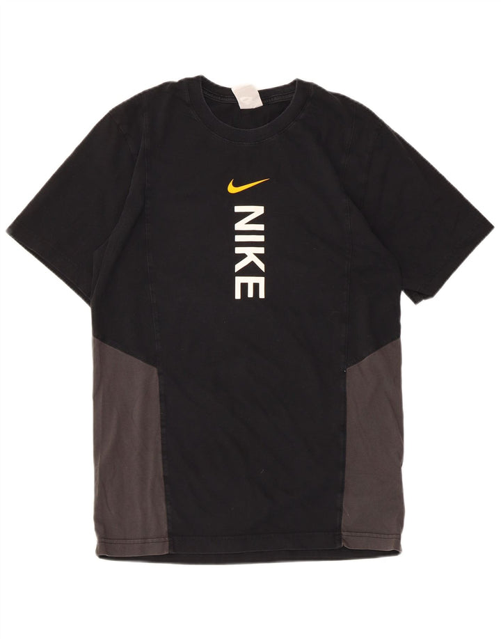 Męski T-shirt z grafiką NIKE, mały, czarny, bawełniany blok kolorów