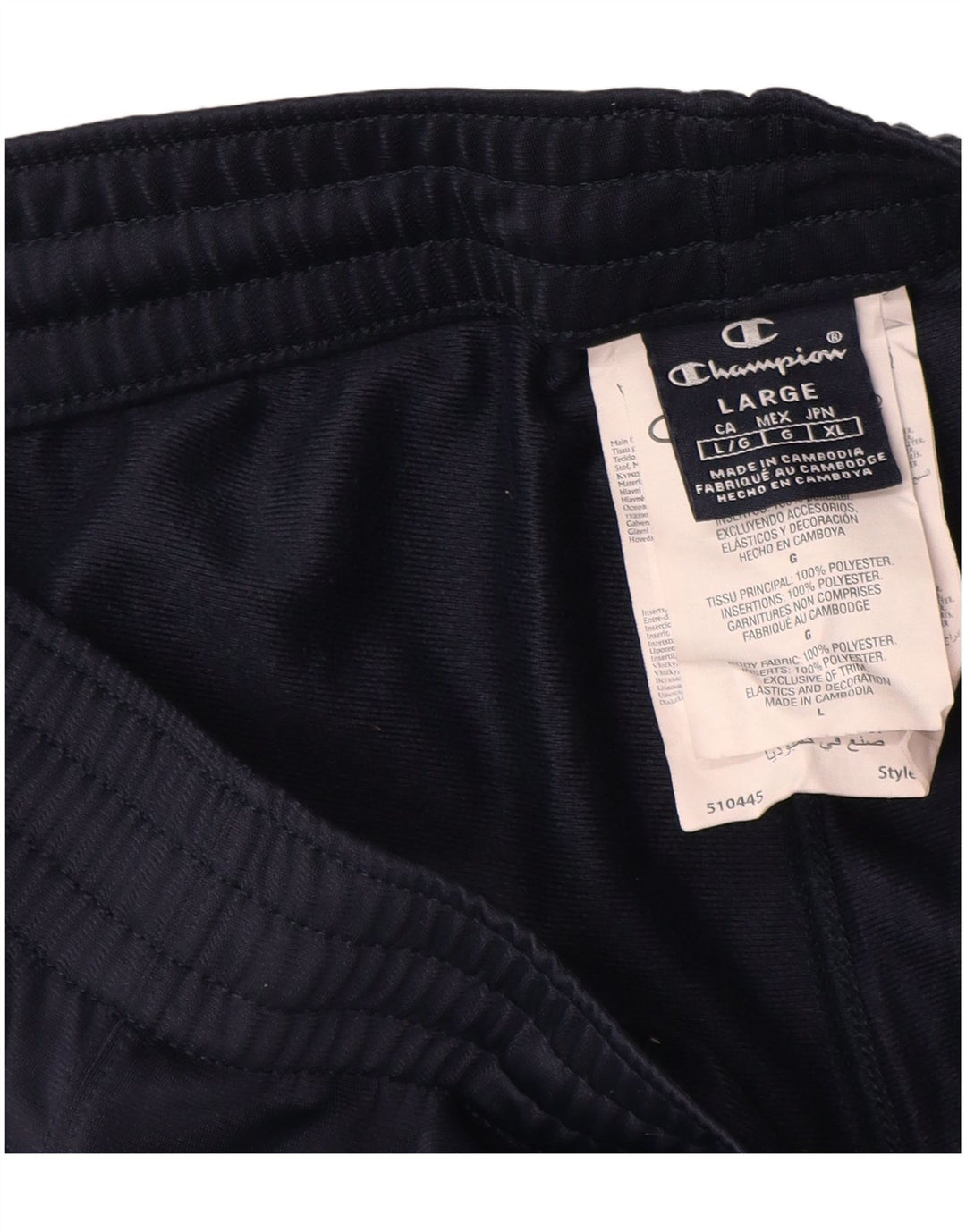 Męskie spodnie dresowe Champion, duże, granatowe, z poliestru w blokach kolorów