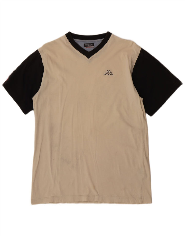 T-shirt męski Kappa Top, mały, beżowy, bawełniany z blokami kolorów