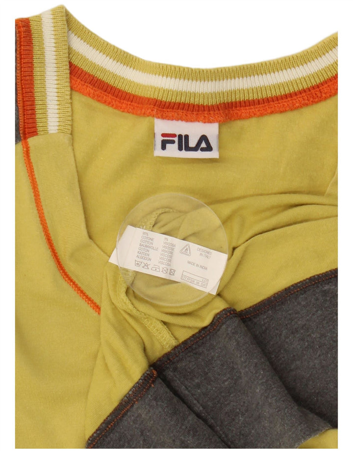 Męski T-shirt Fila z grafiką, bawełniany, średni żółty kolor