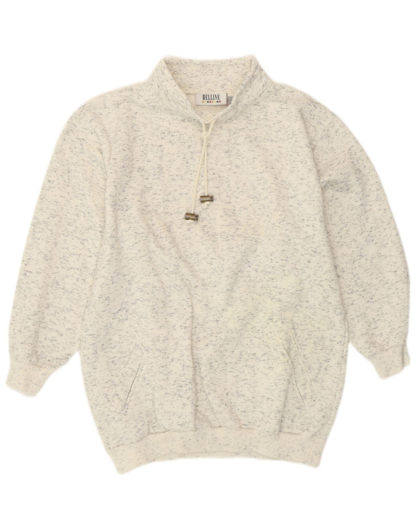 HELLINE Damska bluza dresowa UK 16/18 XL Biała bawełniana nakrapiana