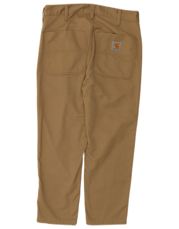 Carhartt Mens Wip Pegged Cropped Trousers W29 L24 Beige Polyester