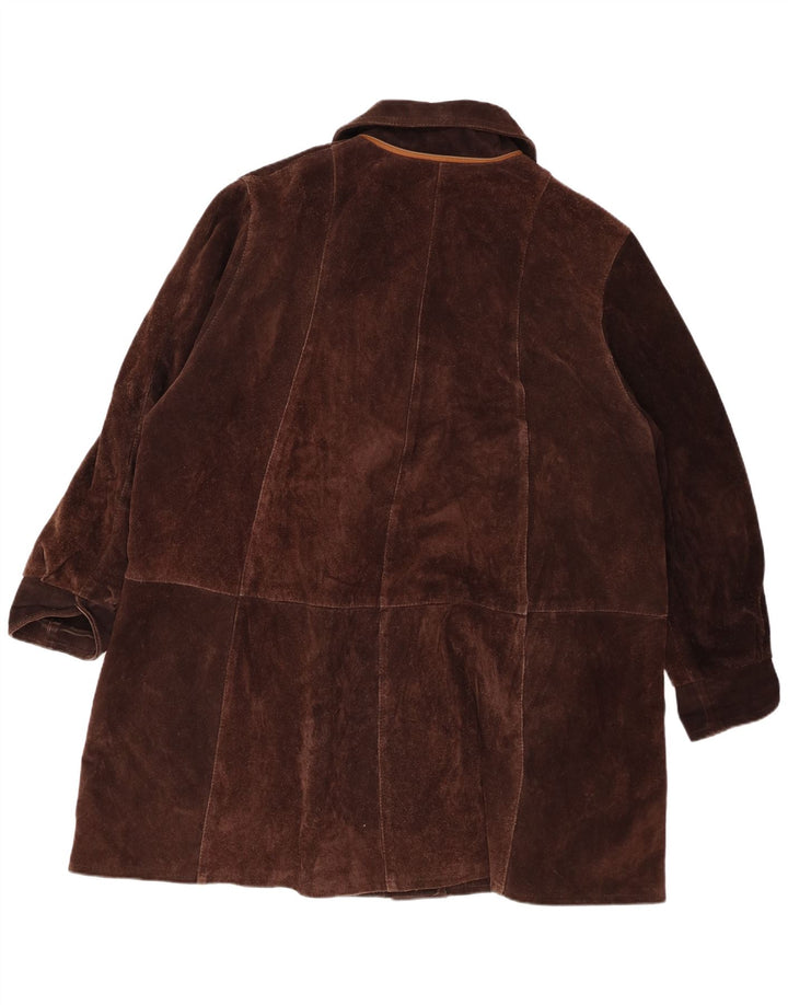 Vintage damski oversize'owy zamszowy płaszcz UK 20 2XL brązowy