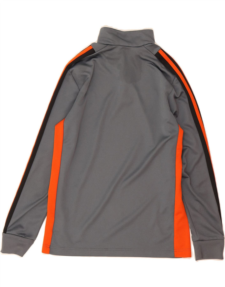 ADIDAS Boys Climalite Pullover Tracksuit Top 13-14 Years Grey Colourblock Vintage Adidas and Second-Hand Adidas from Messina Hembry 