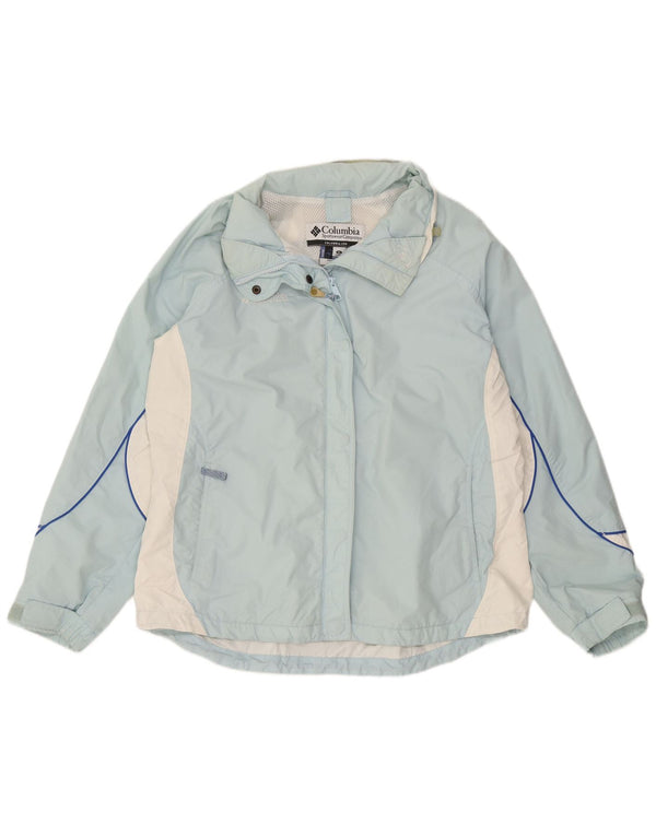 Damska kurtka przeciwdeszczowa Columbia UK 18 XL, niebieski nylon z blokami kolorów